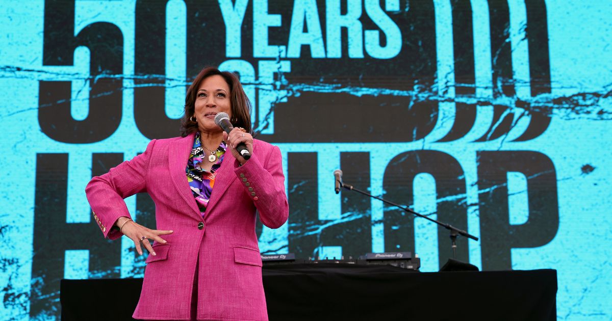 Vice President Kamala Harris delivers remarks at an event celebrating the 50th anniversary of Hip Hop, at the vice president's residence on Saturday in Washington, D.C.