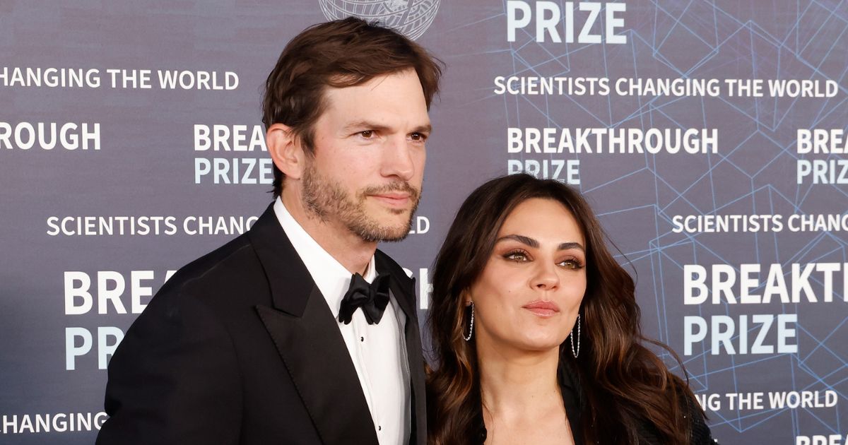 Ashton Kutcher and Mila Kunis attend the 9th annual Breakthrough Prize ceremony at Academy Museum of Motion Pictures on April 15, 2023 in Los Angeles, California.