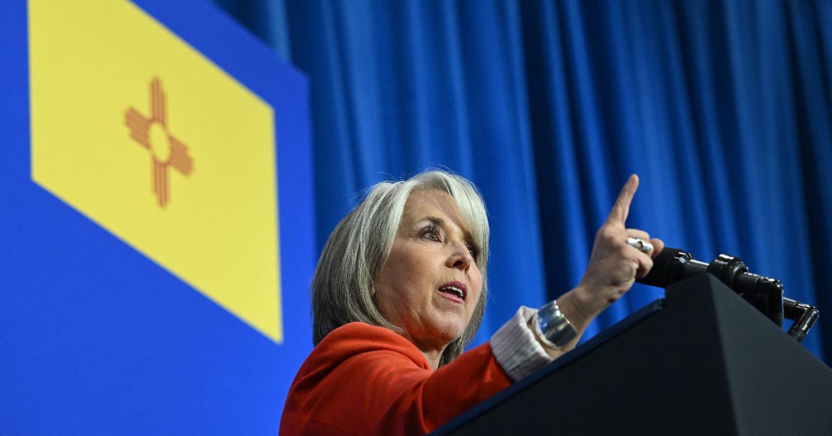 New Mexico State Governor Michelle Lujan Grisham speaks at a rally hosted by the Democratic Party of New Mexico at Ted M. Gallegos Community Center in Albuquerque, New Mexico, on Nov. 3, 2022.