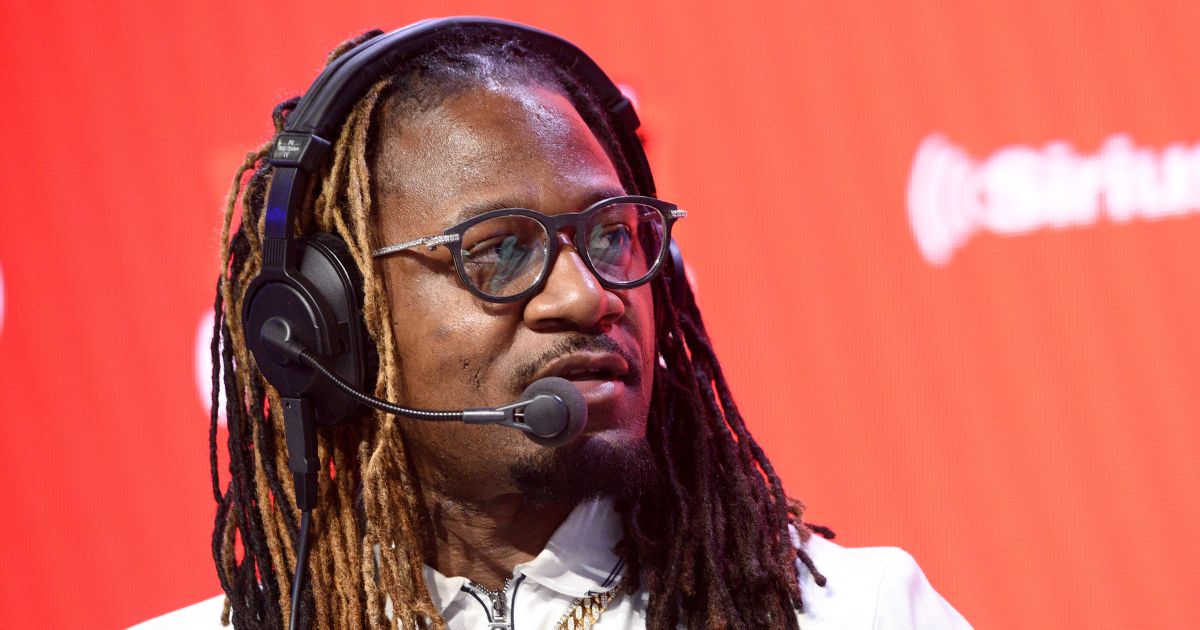 Former NFL player Adam “Pacman” Jones speaks during an interview on day three of SiriusXM At Super Bowl LVI on Feb. 11, 2022, in Los Angeles.