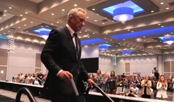 This Twitter screen shot shows Robert F. Kennedy Jr. leaving a stage and receiving a standing ovation.