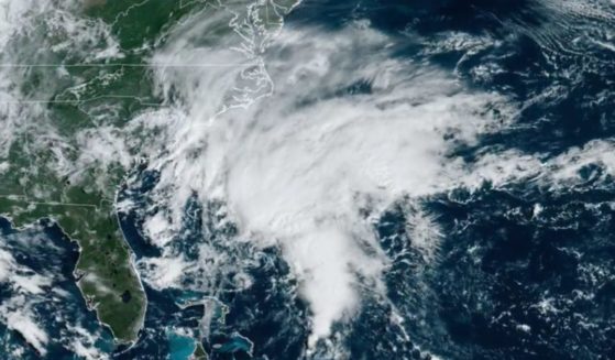 A NOAA satellite image shows the storm approaching the East Coast on Thursday.