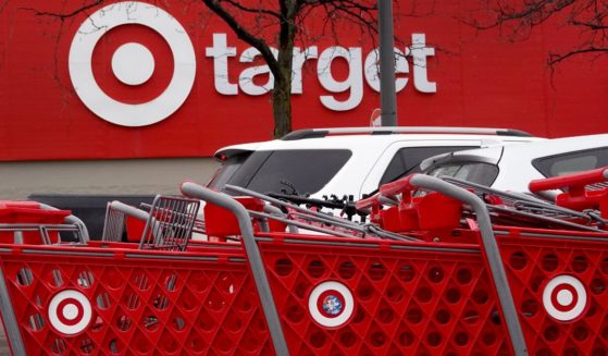 Shopping carts are lined up outside of a Target store on Nov. 16, 2022, in Chicago.