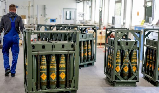 Ammunition produced in the Rheinmetall facility in Unterluess, Germany, is prepared for delivery to Ukraine.