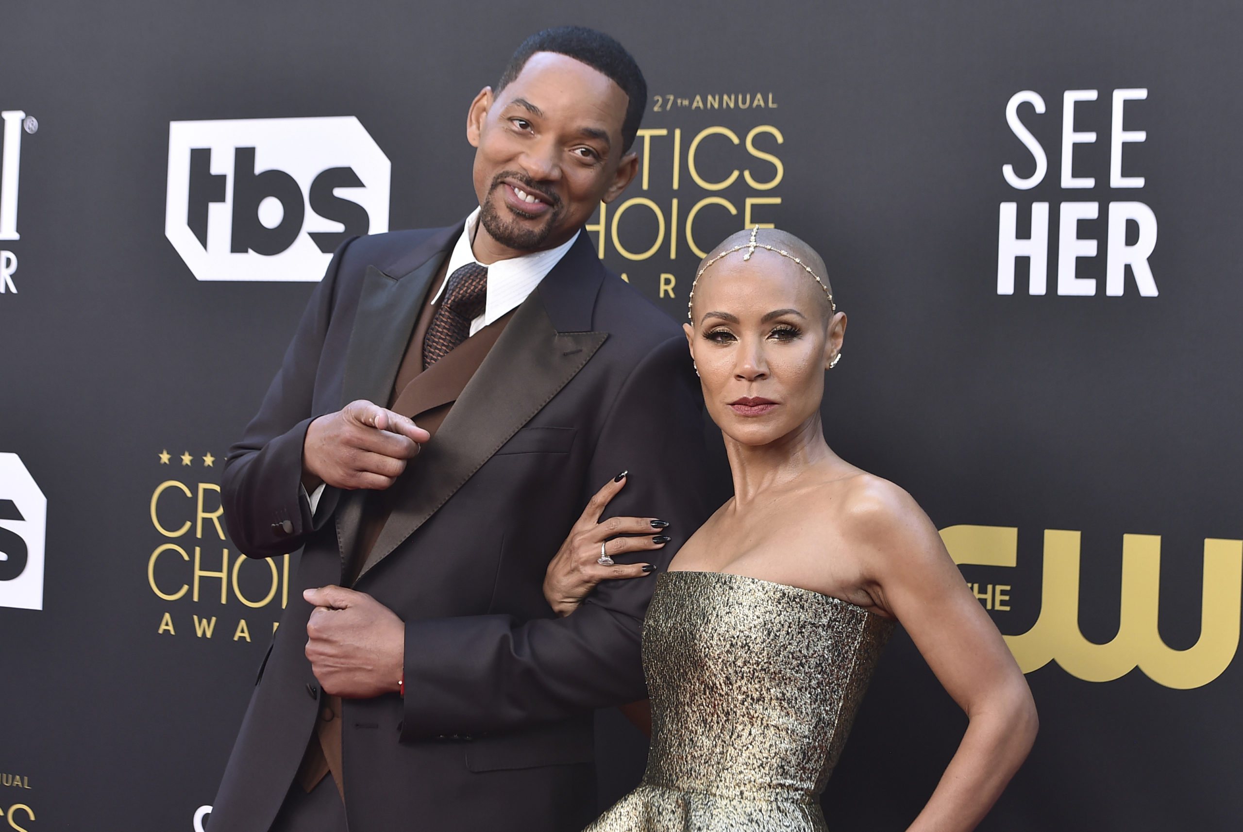 Will Smith, left, and Jada Pinkett Smith, seen at a March 2022 event, have lived what Pinkett-Smith says are “completely separate lives” since 2016. She made the revelation in an interview with Hoda Kotb.