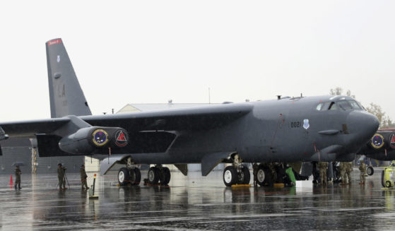 In this photo provided by the South Korea Defense Ministry via Yonhap News Agency, a U.S. Air Force B-52 bomber is parked at an air base in Cheongju, South Korea, Thursday, Oct. 19, 2023.