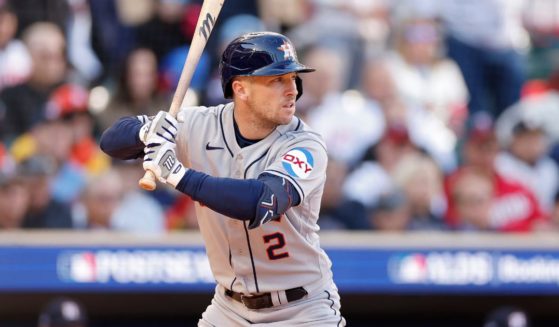 Alex Bregman of the Houston Astros bats in the second inning against the Minnesota Twins during Game 3 of the American League Division Series at Target Field on Tuesday in Minneapolis.