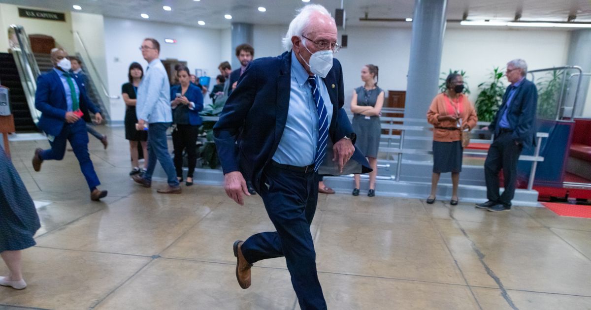 Sen. Bernie Sanders runs through the basement of the U.S. Capitol in Washington, D.C., on Sept. 21. Sanders and his office are facing scrutiny after they recently had a group of feminists arrested, who were protesting and reading the senator's own words to his staffers.