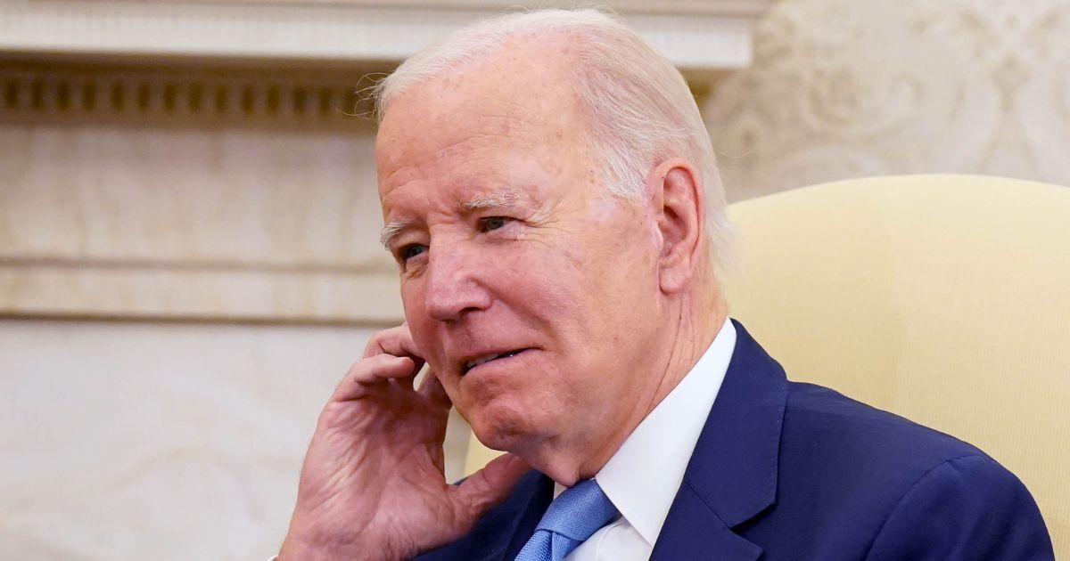 President Joe Biden listens during a meeting in the Oval Office of the White House in Washington on June 8.