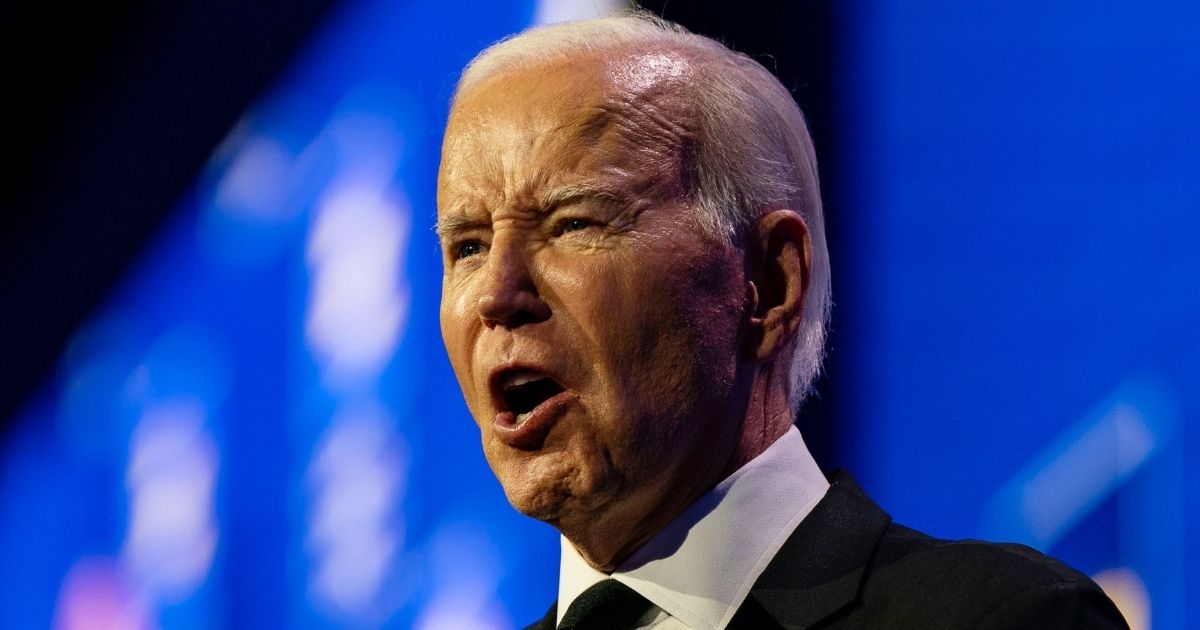 President Joe Biden speaks on stage the during the Human Rights Campaign National Dinner at the Washington Convention Center in D.C. on Saturday.