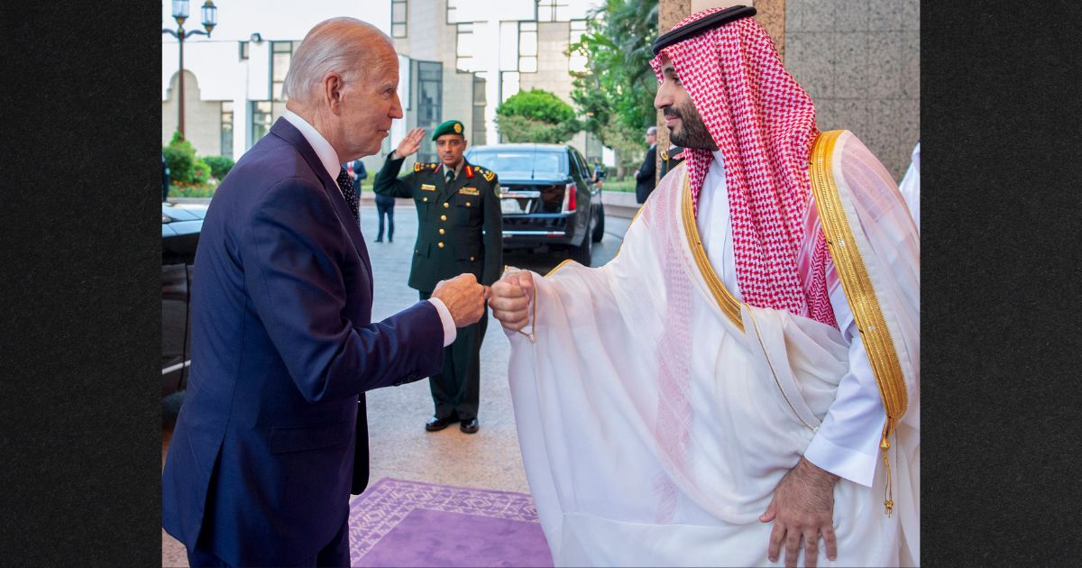 President Joe Biden's chummy 2022 fist-bump with Saudi Crown Prince Mohammed bin Salman, right, was a far cry from the tough talk Biden employed during his presidential campaign, in which he pledged to make Saudi Arabia a "pariah."