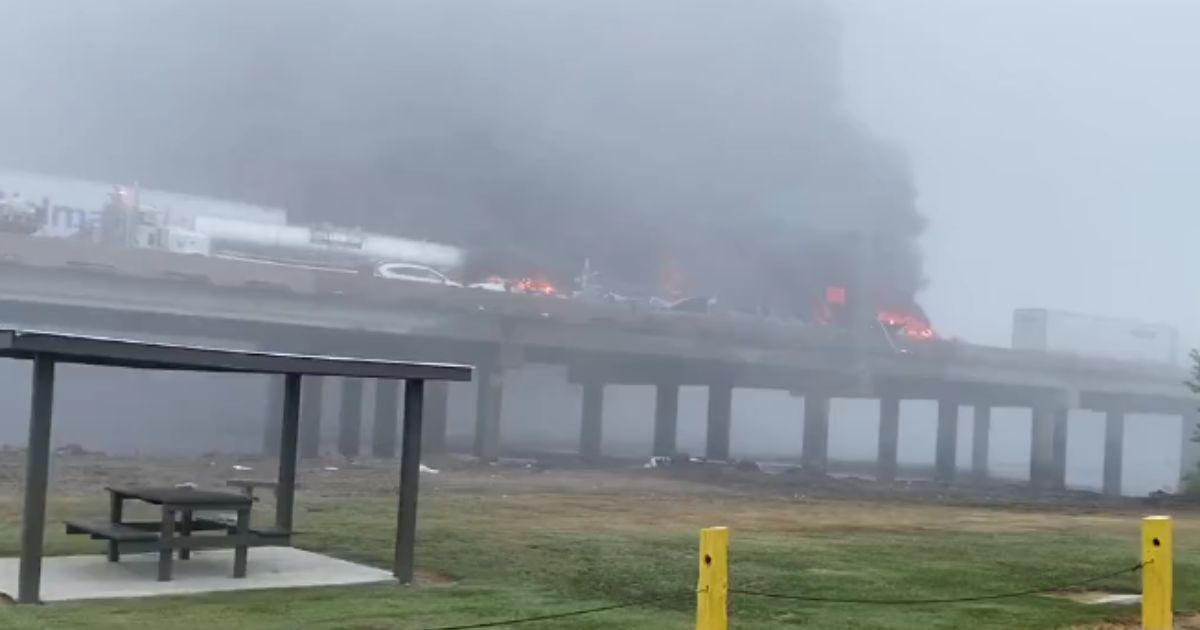 Dense fog across Louisiana on Monday caused multiple fiery crashes on I-55.