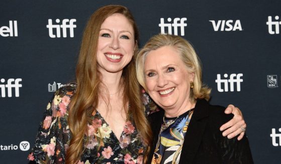 Chelsea Clinton and Hillary Clinton at the premiere of "In Her Hands"