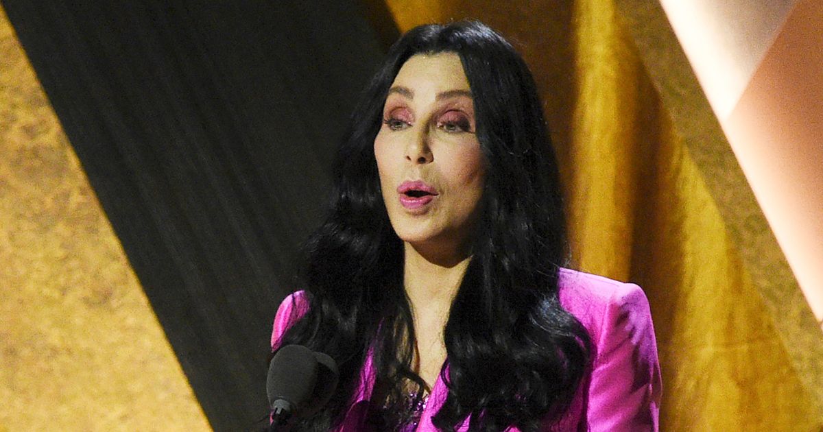 Cher speaks on stage during the Governors Awards at Fairmont Century Plaza in Los Angeles on Nov. 19, 2022.