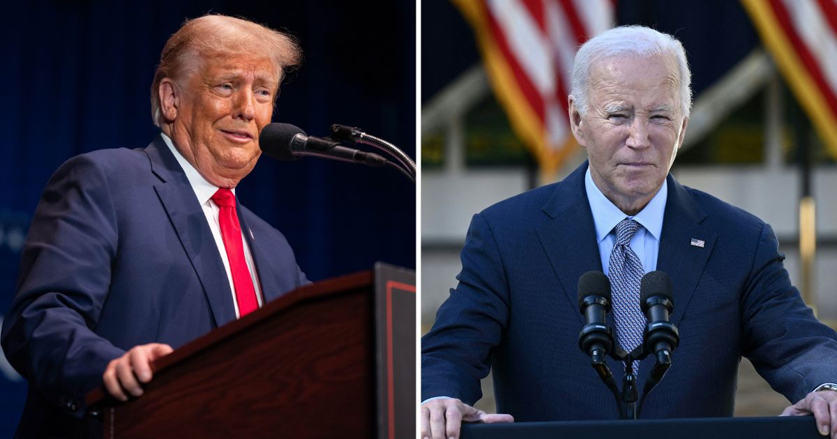 Former President Donald Trump delivers remarks on Monday in Wolfeboro, New Hampshire. President Joe Biden speaks in the Rose Garden of the White House in Washington, D.C., on Wednesday.