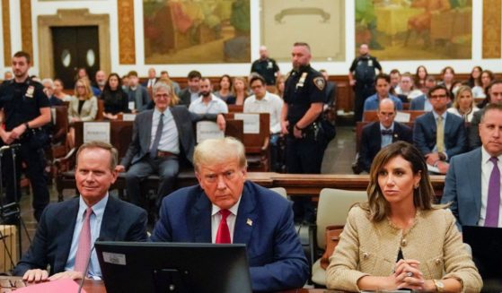 Former President Donald Trump sits inside the courtroom during his civil fraud trial in New York on Wednesday.