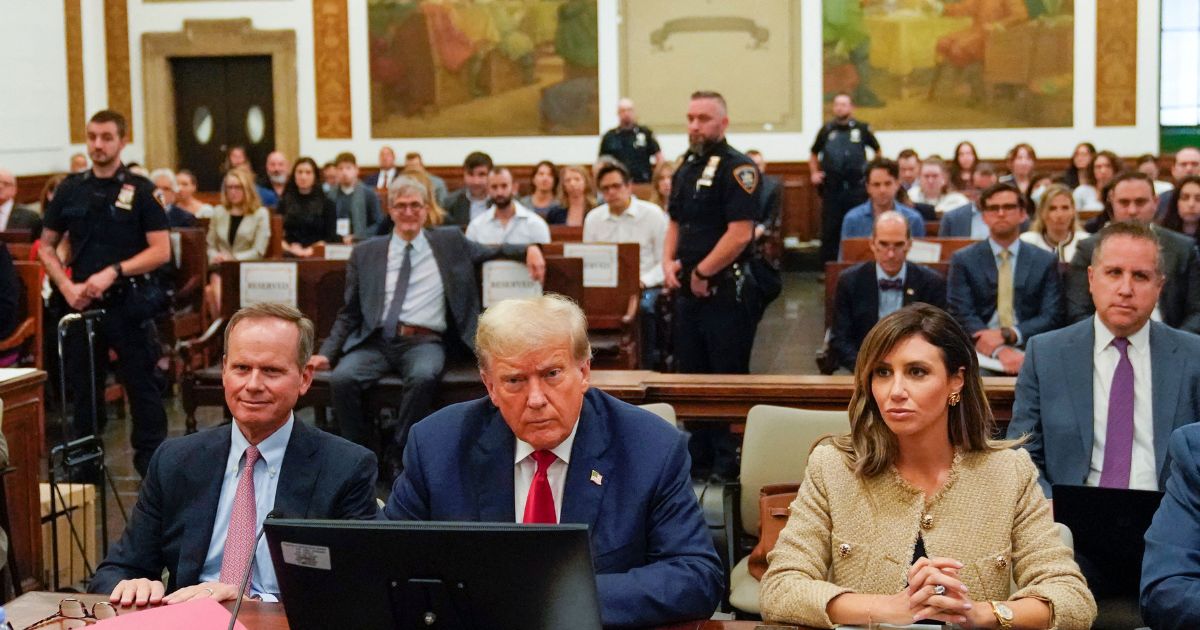 Former President Donald Trump sits inside the courtroom during his civil fraud trial in New York on Wednesday.