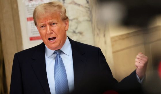Former President Donald Trump speaks during a break in the civil fraud trial at the New York State Supreme Court in New York City on Wednesday.