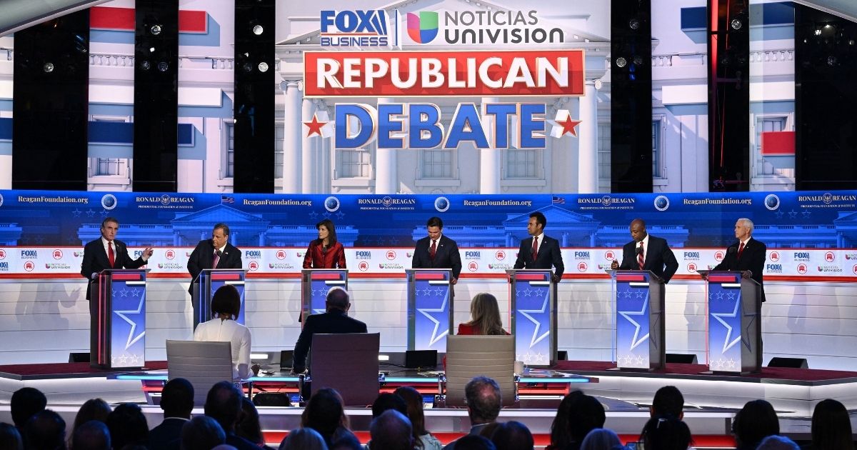 Seven Republican presidential candidates participate in the second Republican primary debate in Simi Valley, California, on Sept. 27. The third Republican primary debate will be hosted by NBC, which is drawing harsh criticism.