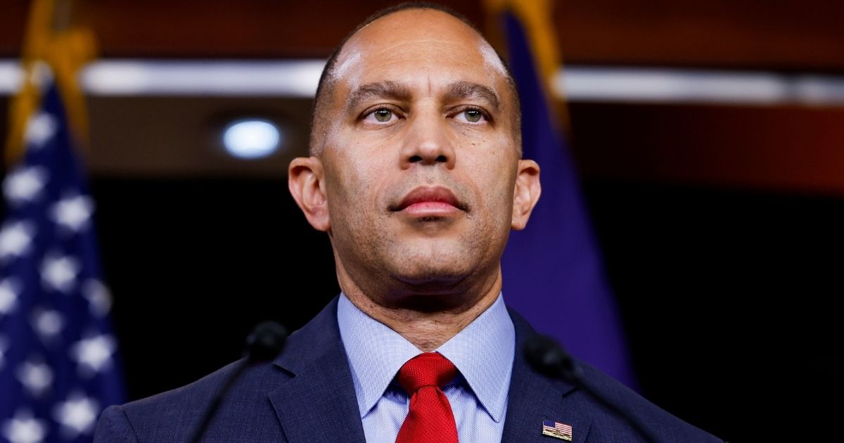 House Minority Leader Hakeem Jeffries speaks to reporters about government funding from the U.S. Capitol in Washington, D.C., on Sept 29. As the House of Representatives tries to fill the role for speaker of the House, some Republicans may make a deal with Jeffries and the Democrats, instead of rallying behind Rep. Jim Jordan.