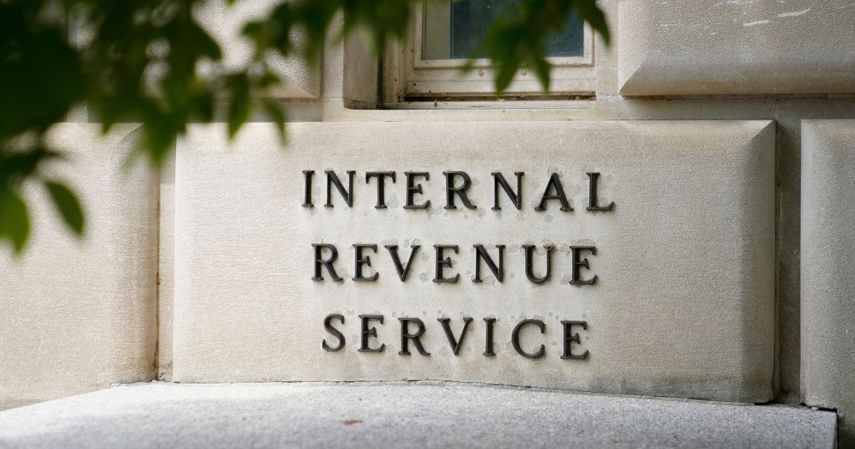 sign outside the Internal Revenue Service building in Washington