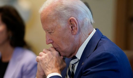 President Joe Biden listens during a meeting with European Council President Charles Michel and European Commission President Ursula von der Leyen in the Cabinet Room of the White House in Washington on Friday.