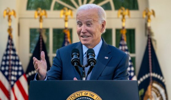 Joe Biden speaking in the Rose Garden
