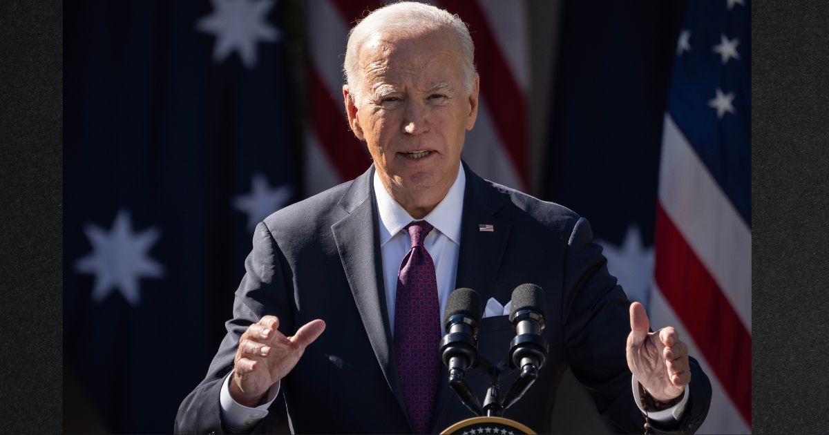 President Joe Biden, seen in an event on the Rose Garden at the White House Wednesday, is trying to change the messaging regarding defense spending, portraying it as patriotic and good for the U.S. economy.
