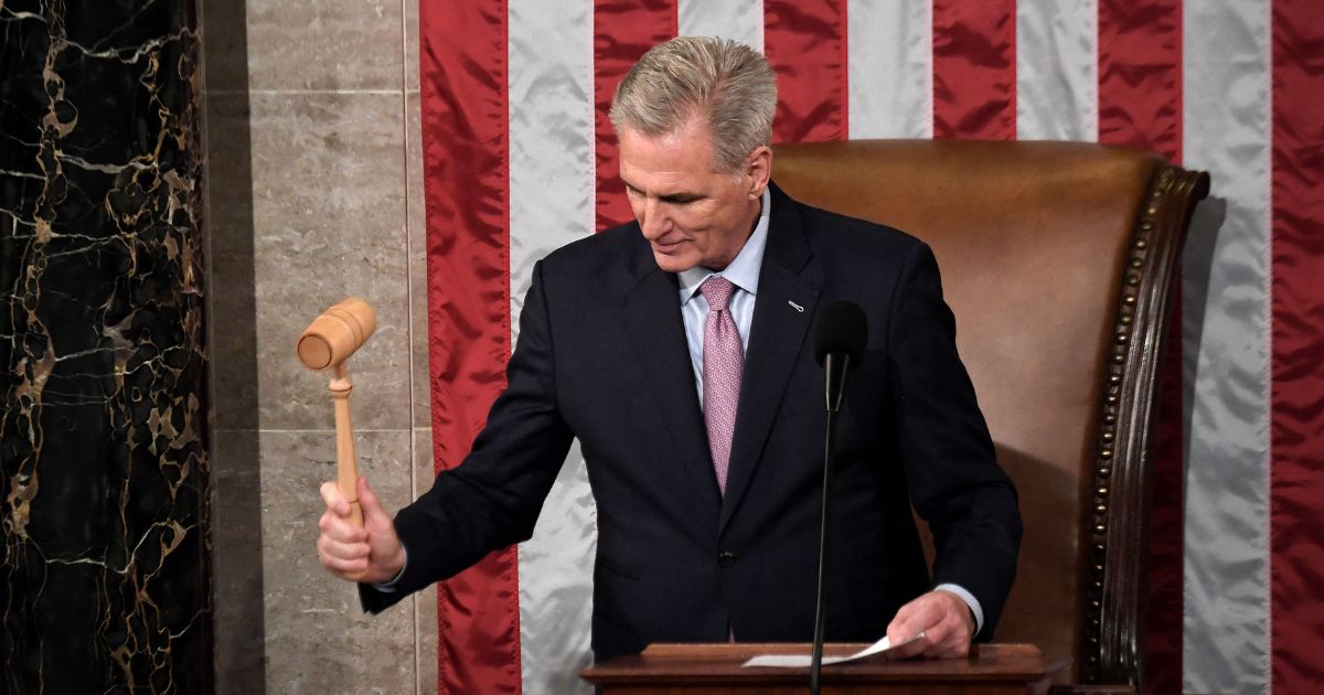 Speaker of the House Kevin McCarthy gavels in the first session of the 118th Congress at the U.S. Capitol in Washington, D.C., on Jan. 7.