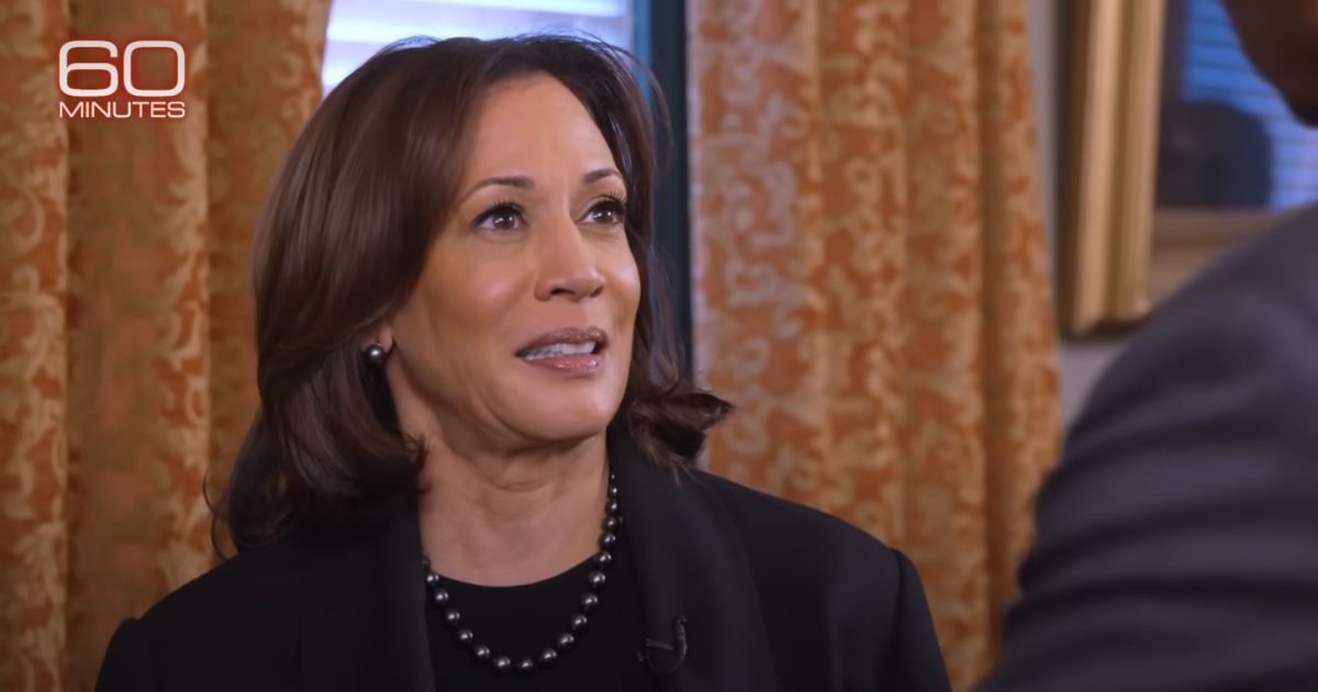 Vice President Kamala Harris in a screen shot from a "60 Minutes" interview that aired Sunday.