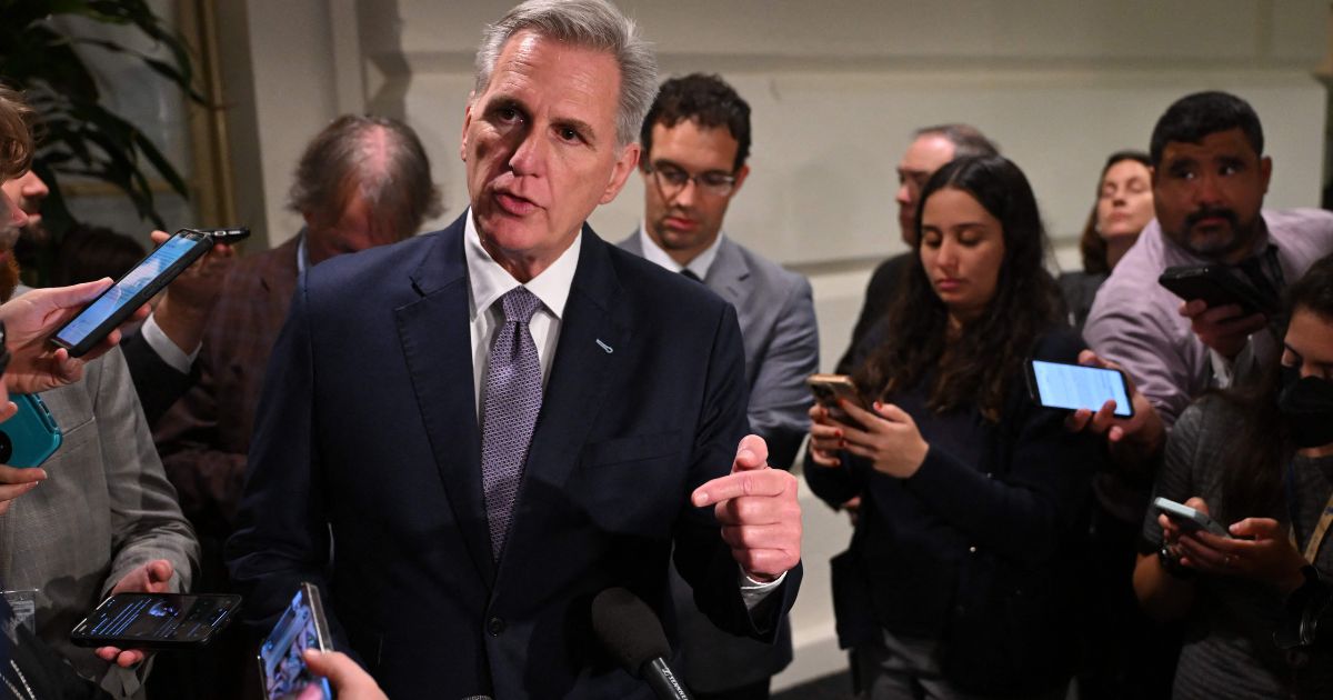 Former House Speaker Kevin McCarthy speaks to reporters on Capitol Hill in Washington, D.C., on Friday.