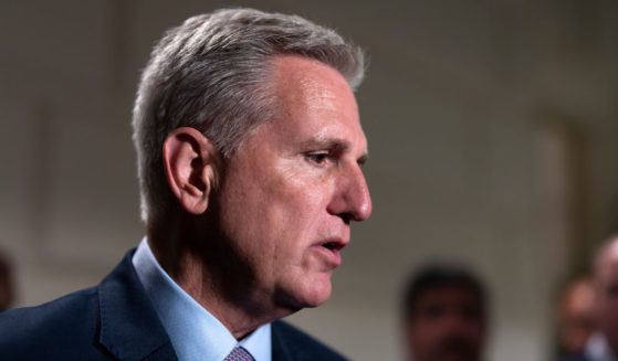 House Speaker Kevin McCarthy talks to reporters about the effort to oust him from his leadership role at the Capitol in Washington on Tuesday.