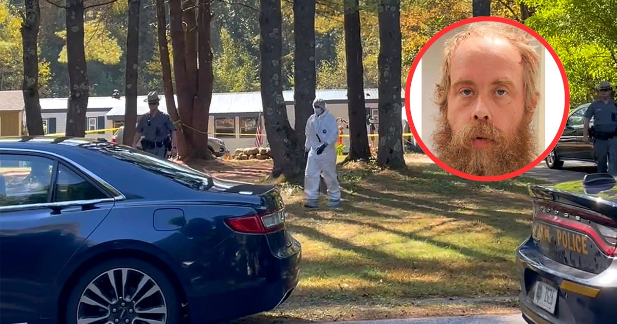 Crime scene investigators are seen at the property where Craig Ross, Jr., inset, was found with a missing 9-year-old girl who had disappeared from a New York campground two days earlier.
