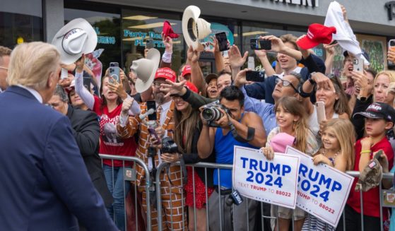 Former President Donald Trump greets supporters during the California GOP convention on Sept. 29 in Los Angeles. A new report indicates the FBI is scrutinizing Trump supporters as potentially dangerous extremists.