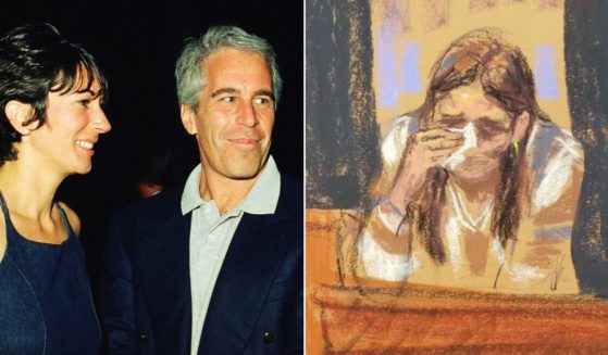 Carolyn Andriano, seen in a courtroom sketch at right, was trafficked by Ghislaine Maxwell and Jeffrey Epstein, left. She died in May.