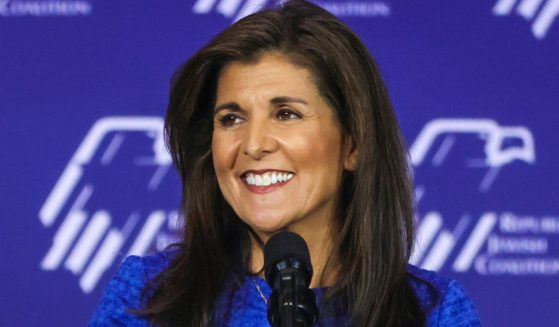 Republican presidential candidate Nikki Haley speaks during the Republican Jewish Coalition's Annual Leadership Summit in Las Vegas, Nevada, on Saturday. Haley has recently gained ground in Iowa according to a recent poll.