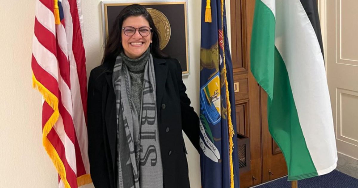 In January, Rep. Rashida Tlaib posted a photo of herself outside her Congressional office in Washington, D.C., where she was displaying the Palestinian flag. After the Hamas attacks on Israel over the weekend, Tlaib still had the flag stationed outside her office.