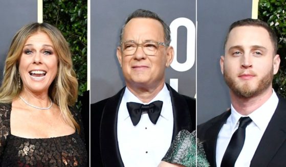 Chet Hanks, right, described the time his parents, Rita Wilson, left, and Tom Hanks, center, paid to have him 'kidnapped' and taken to a program for troubled teens.