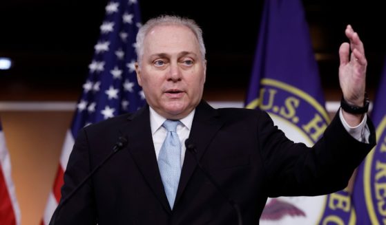 House Majority Leader Steve Scalise speaks to reporters at the U.S. Capitol on Sept. 27 in Washington, D.C.
