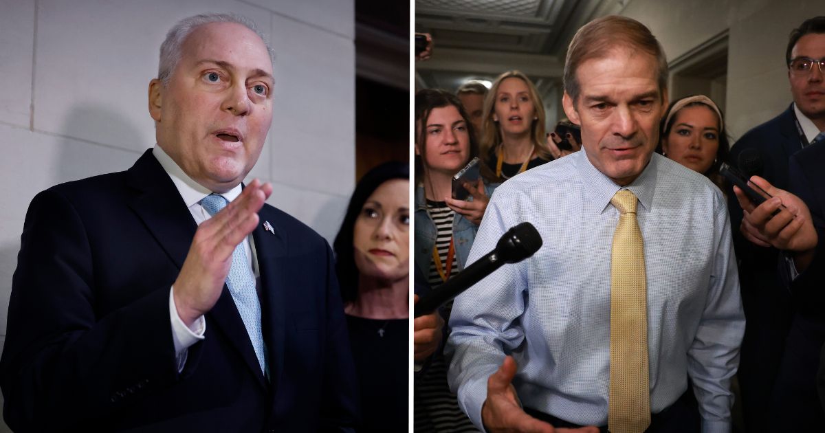 House Majority Leader Steve Scalise, left, talks to reporters on Capitol Hill on Wednesday in Washington, D.C. Rep. Jim Jordan talks to reporters on Tuesday in Washington, D.C.