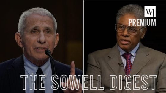 Thomas Sowell speaks about his book "Intellectuals and Society" in 2010. Anthony Fauci testifies during a Senate committee hearing on Capitol Hill on Sept. 14, 2022, in Washington, D.C.