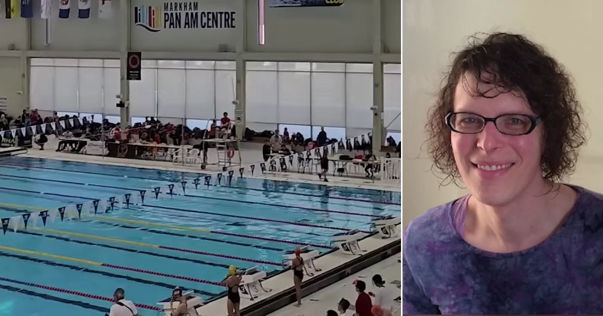 The 50-year-old transgender swimmer competed against 13- and 14-year-old girls at a Toronto swim meet, according to the report.