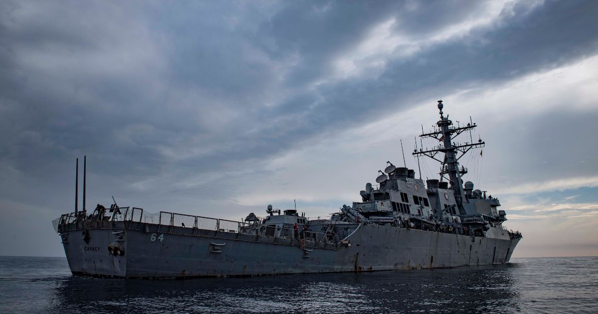 The USS Carney sails in the Mediterranean Sea on Oct. 23, 2018. On Thursday, the USS Carney shot down more missiles and drones headed toward Israel, over a longer period of time, than was first reported.