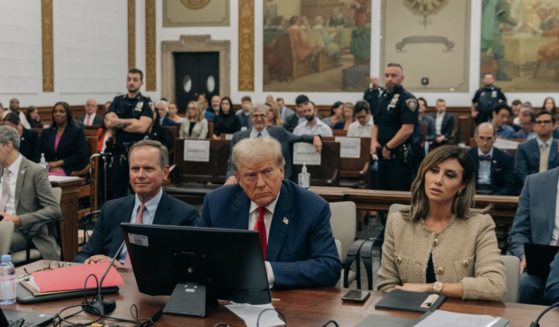 Former U.S. President Donald Trump appears in the courtroom with his attorneys Christopher M. Kise and Alina Habba for the third day of his civil fraud trial at New York State Supreme Court on October 4, 2023 in New York City.