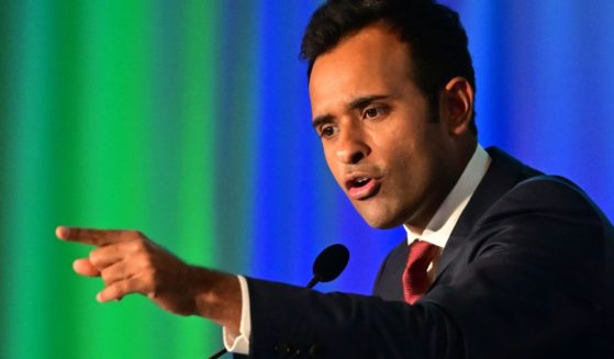 GOP presidential hopeful Vivek Ramaswamy speaks during the California Republican Party's fall 2023 convention in Anaheim, California, on Saturday.