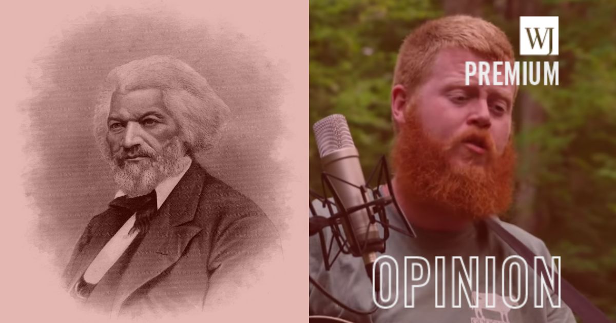 Civil rights leader Frederick Douglass is seen on the left and singer Oliver Anthony is on the right.