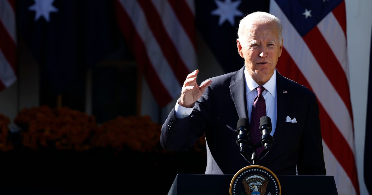 President Joe Biden delivers remarks during a press conference with the Prime Minister of Australia Anthony Albanese in the Rose Garden at the White House on Wednesday in Washington, D.C.