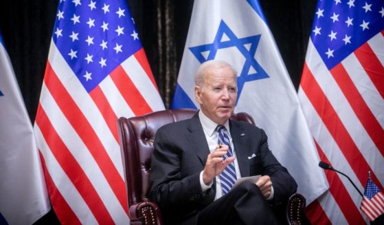 President Joe Biden joins Israel's Prime Minister for the start of the Israeli war cabinet meeting, in Tel Aviv on Wednesday, amid the ongoing battles between Israel and the Palestinian group Hamas.