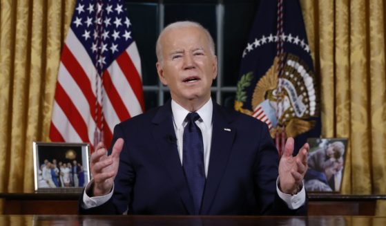 President Joe Biden addresses the nation from the Oval Office of the White House on October 19, 2023 in Washington, DC.