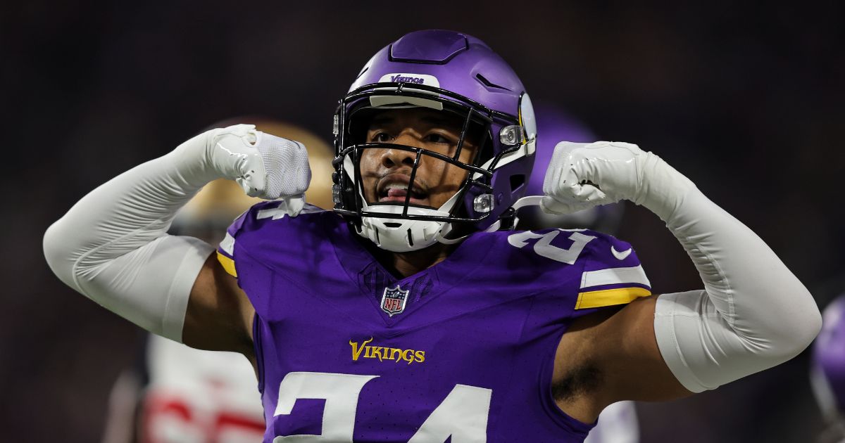 Camryn Bynum #24 of the Minnesota Vikings reacts during an NFL football game between the Minnesota Vikings and the San Francisco 49ers at U.S. Bank Stadium on Monday in Minneapolis.